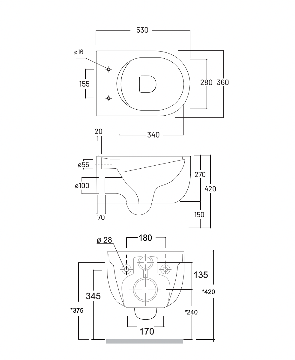 Milady Wall Hung Toilet Pan