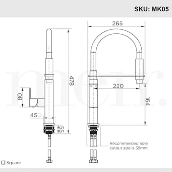 Meir Flexible Matte Black Kitchen Mixer