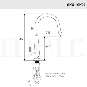 Meir Round Pull Out Kitchen Mixer Tap - Matte Black