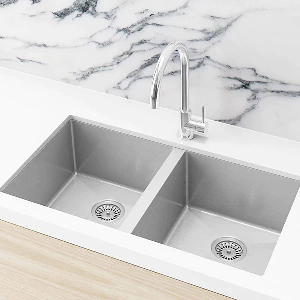 Meir Kitchen Sink Double Bowl 760mm x 440mm - Brushed Nickel