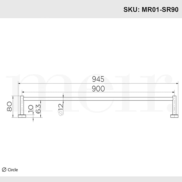 Meir Round Single Champagne Towel Rail 900mm