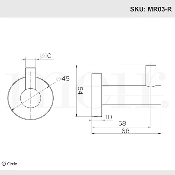 Meir Round Robe Hook Chrome