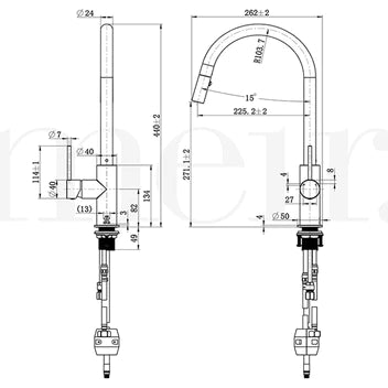 Meir Round Piccola Pull Out Kitchen Mixer Tap Champagne