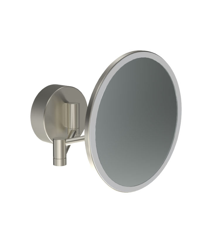 Parisi Tondo Round Magnifying Mirror with Light - Brushed Nickel — Tile ...