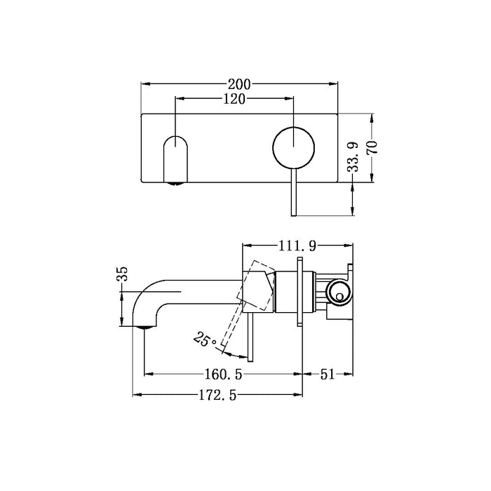 Nero Mecca Wall Basin Mixer 160mm Spout Gun Metal