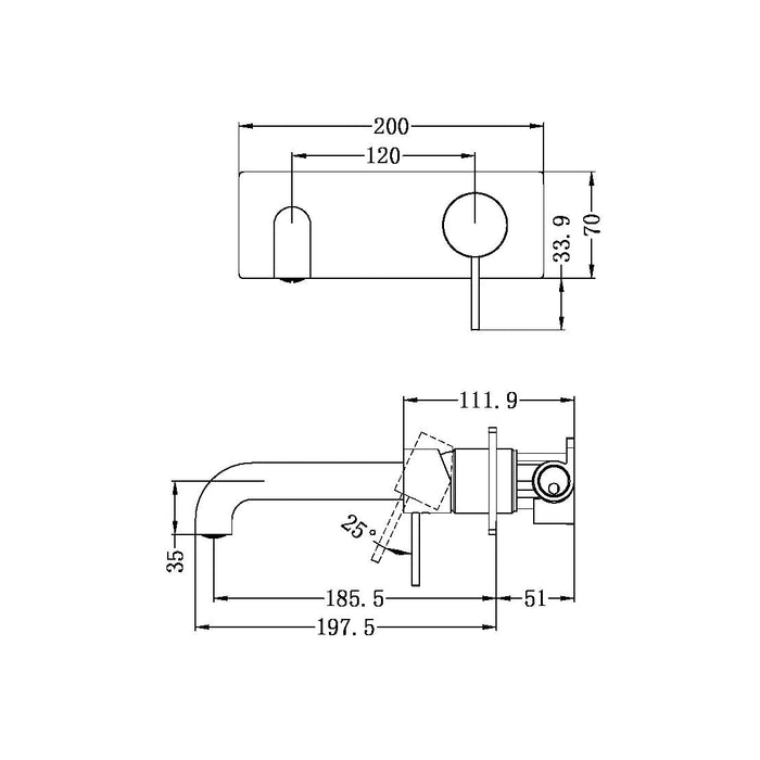 Nero Mecca Wall Basin Mixer 185mm Spout Gun Metal