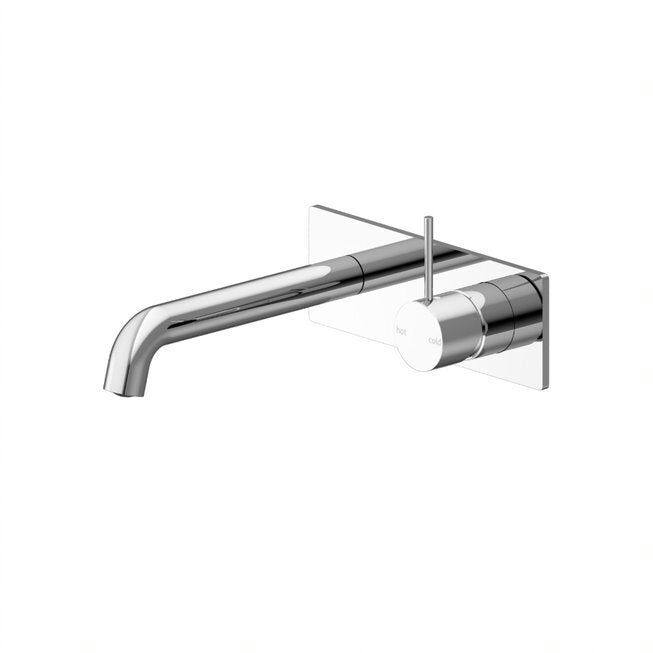 Nero Mecca Wall Basin Mixer Handle Up 230mm Spout Chrome