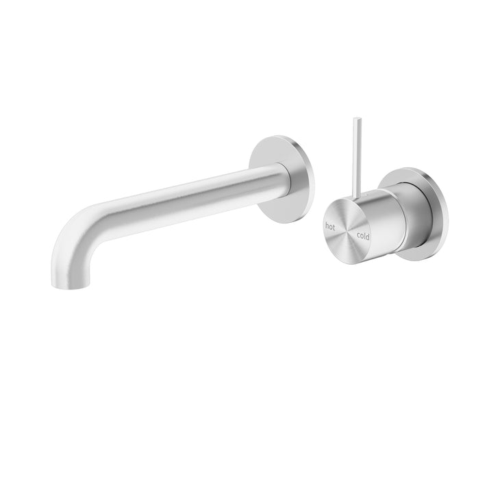 Nero Mecca Wall Basin Mixer Handle Up (Seperate Back Plate) Brushed Nickel