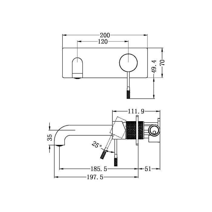 Nero Opal Wall Basin Mixer Brushed Nickel