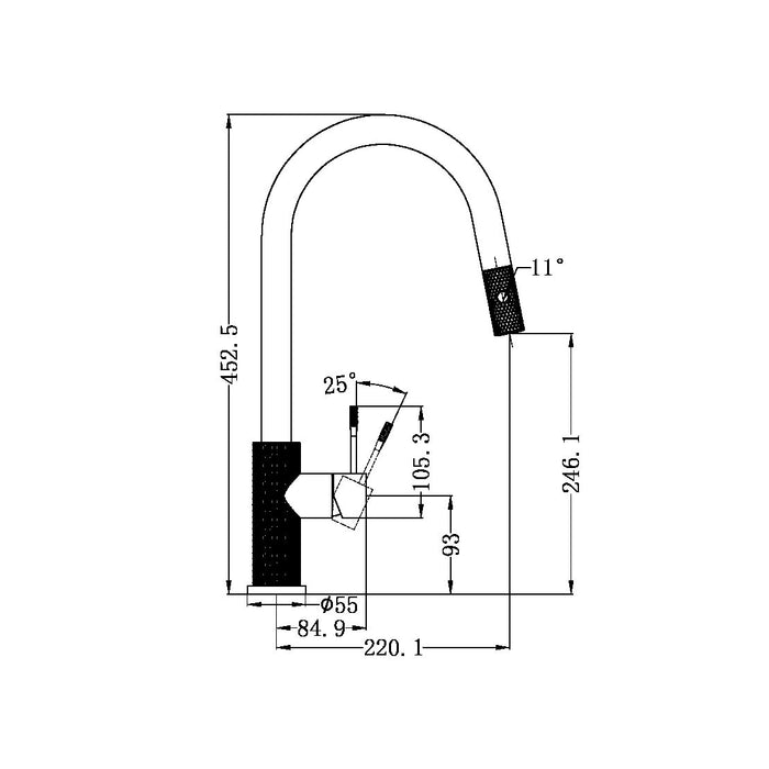 Nero Opal Pull out Sink Mixer with Vegie Spray Function Brushed Nickel