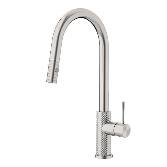 Nero Opal Pull out Sink Mixer with Vegie Spray Function Brushed Nickel