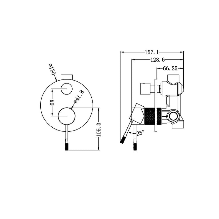 Nero Opal Shower Mixer with Divertor Brushed Nickel