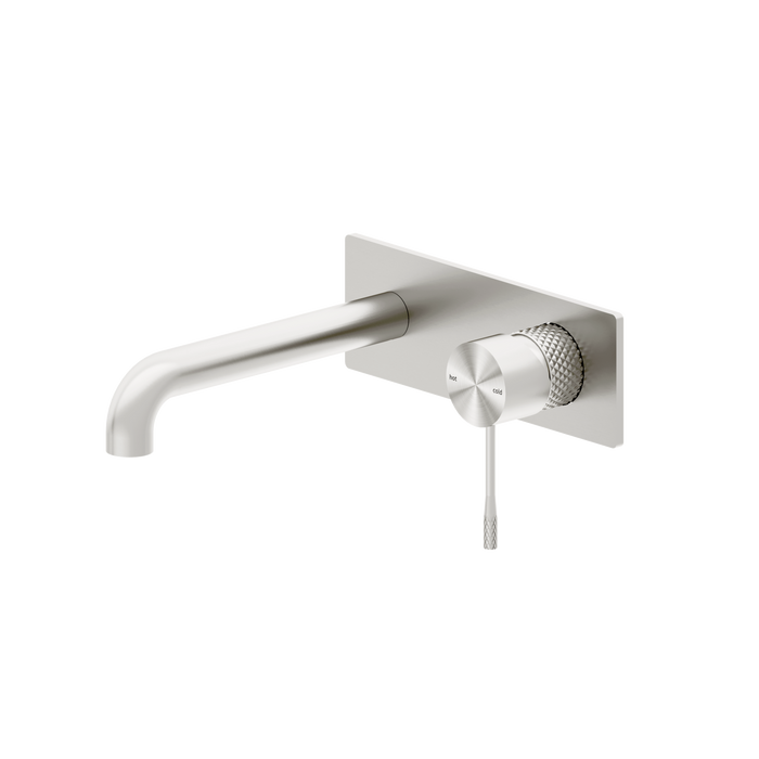 Nero Opal Wall Basin Mixer Brushed Nickel