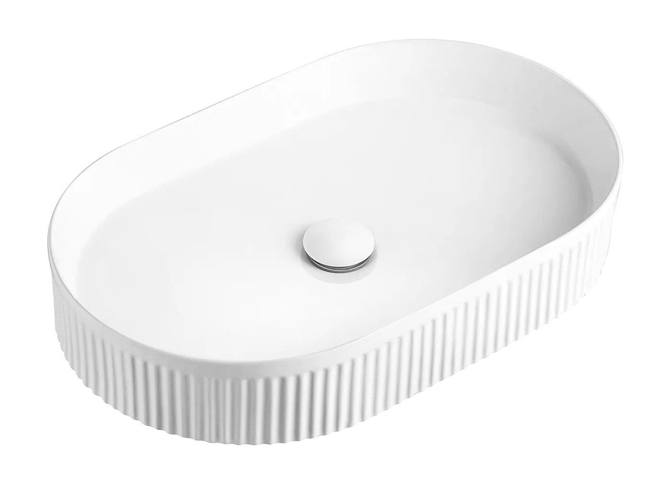 Otti Kensington French Fluted Oval Basin Matte White 580x360x100mm