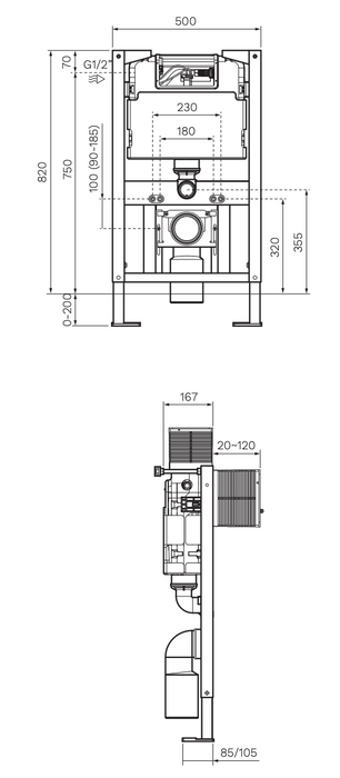 Undercounter Concealed Cistern with Metal Frame (Twin Buttons)