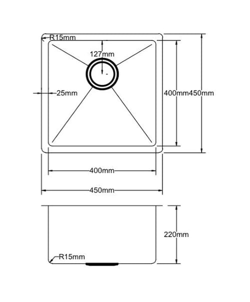 Poseidon PKSS-450R Handmade Stainless Steel Kitchen Sink