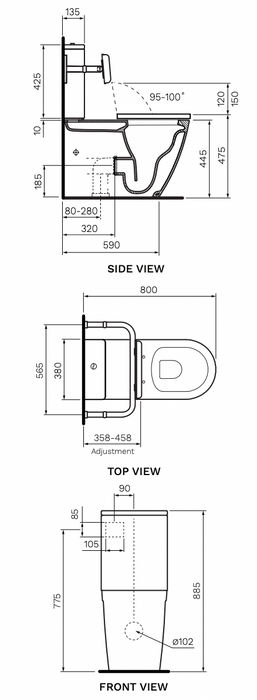 Ellisse Accessible Toilet Suite with Backrest