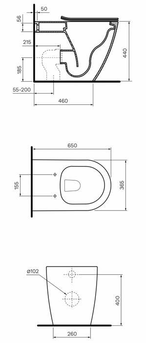 Ellisse MKII Ambulant Wall Faced Pan