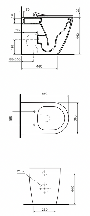 Ellisse MKII Ambulant Wall Faced Pan with Pressalit Seat