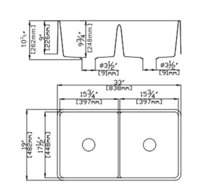 Poseidon QKS8348D-MB Quartz Undermount Matt Black Kitchen Sink