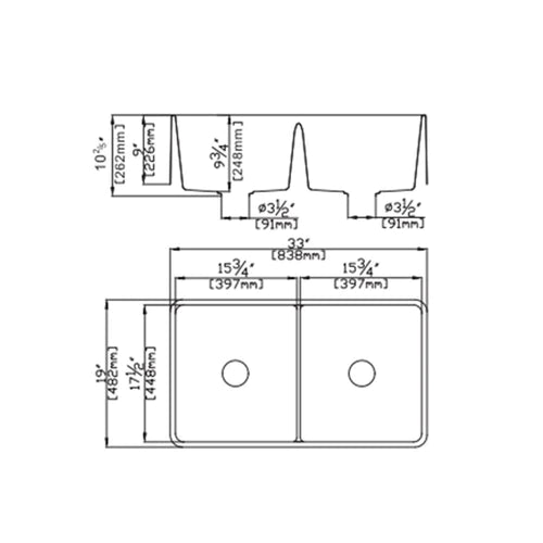 Poseidon QKS8348D Quartz Undermount Matt White Kitchen Sink