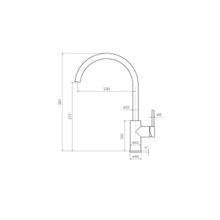 Parisi Envy Kitchen Mixer with Round Spout Brushed Nickel