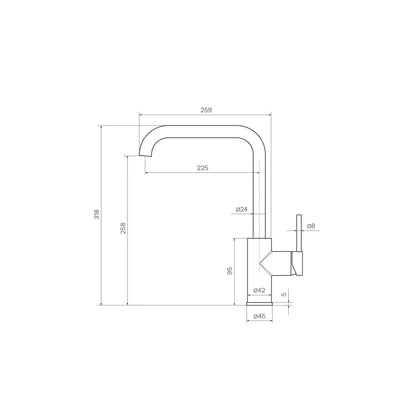 Parisi Envy Kitchen Mixer with Square Spout Brushed Brass