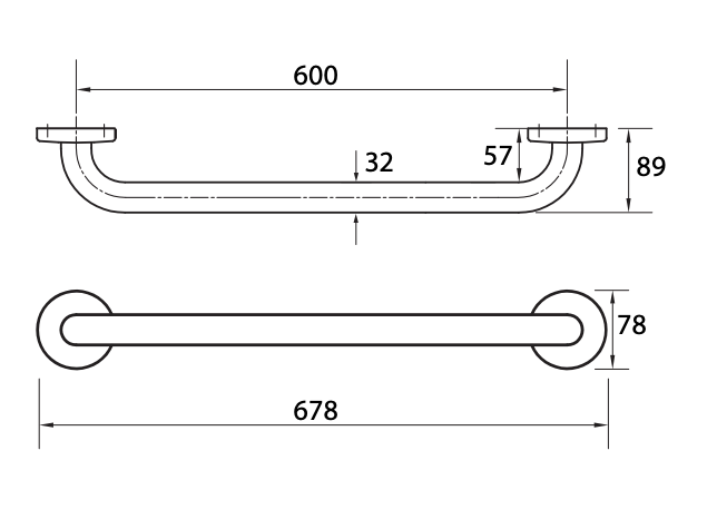 Envy Grab Rail Straight 600mm