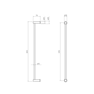 Parisi Envy 600mm Single Towel Rail Matt Black