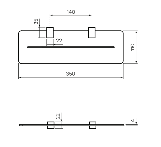 Quadro Shelf 350mm Brushed Nickel