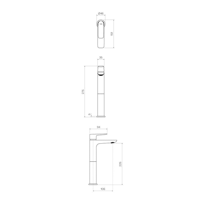 Parisi Slim II High Basin Mixer - Fucile