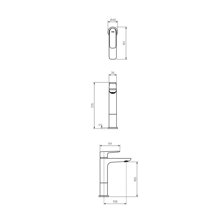 Parisi Slim II Mid Basin Mixer - Chrome