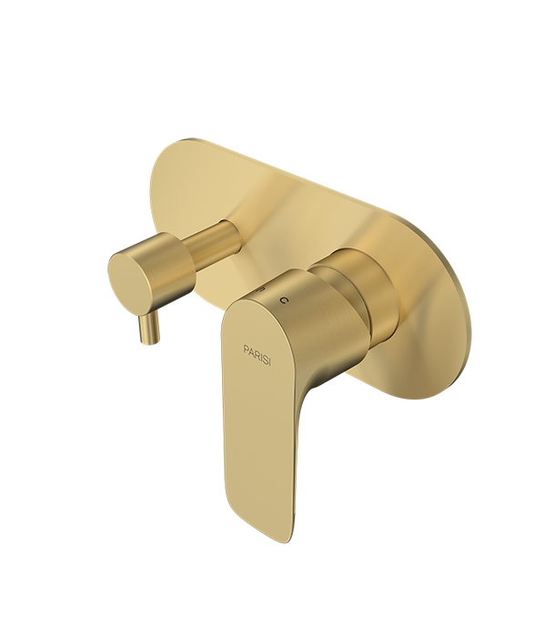 Parisi Slim II Wall Mixer with 2-Way Diverter - Brushed Brass