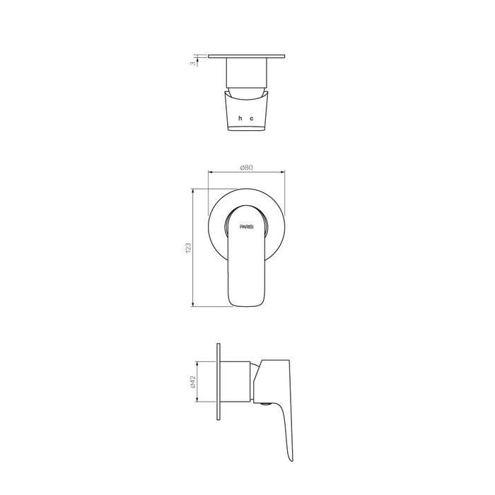 Parisi Slim II Wall Mixer - Brushed Nickel