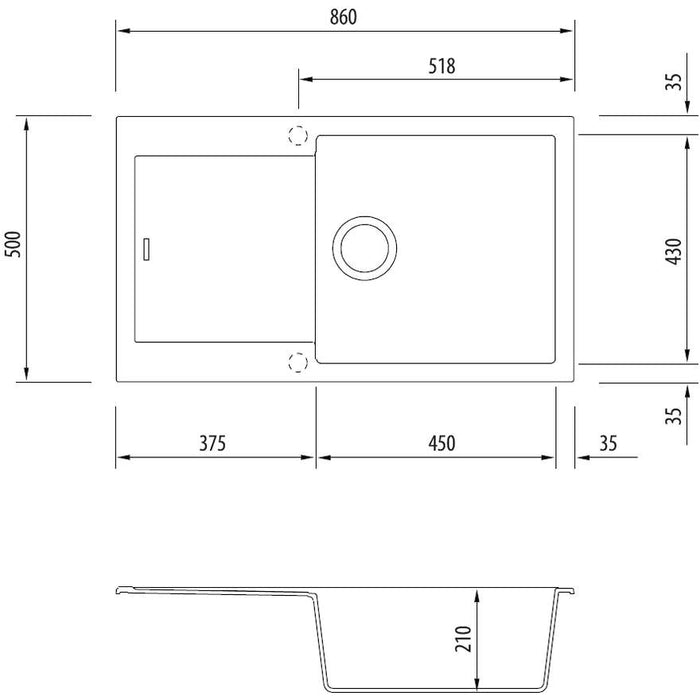 Oliveri Santorini Black 1 & 1/2 Bowl Inset Sink