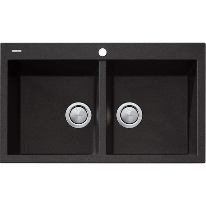 Oliveri Santorini Black Double Bowl Topmount Sink