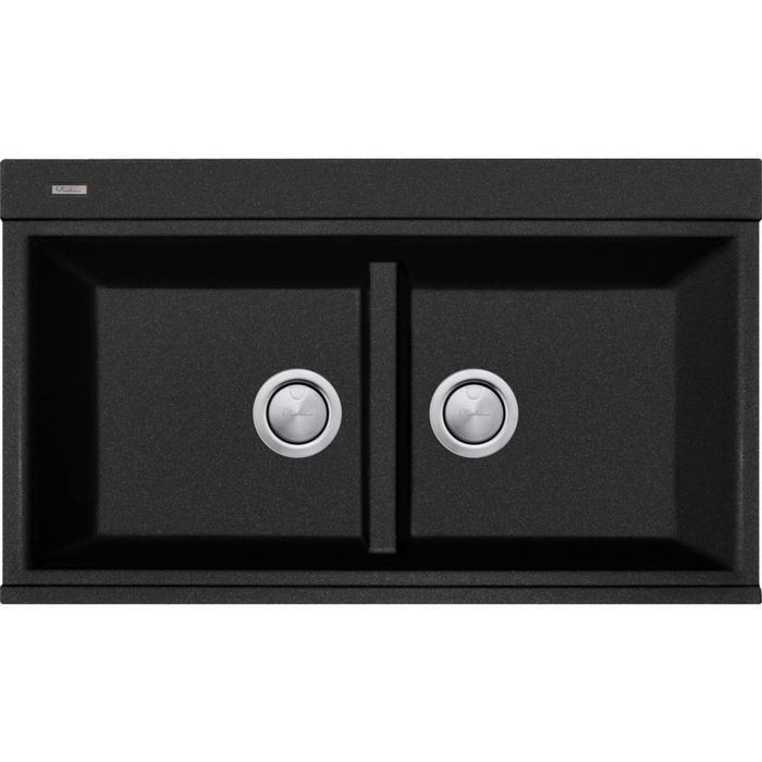 Oliveri Santorini Black Double Bowl Topmount Sink With Glass Top