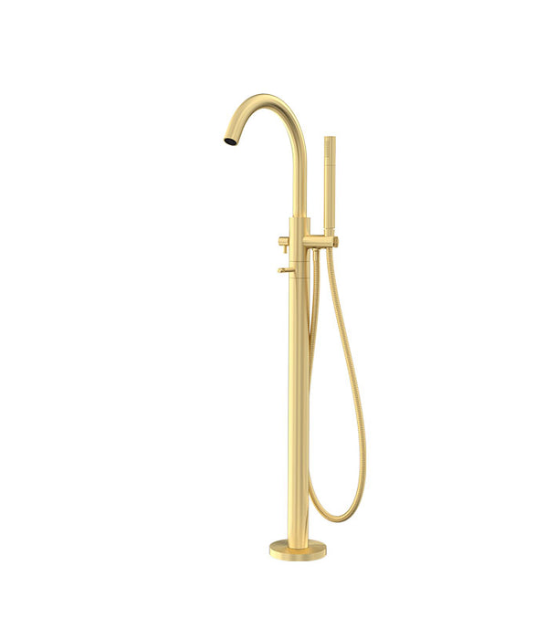 Parisi Tondo II Bath Filler with Hand Shower Brushed Brass