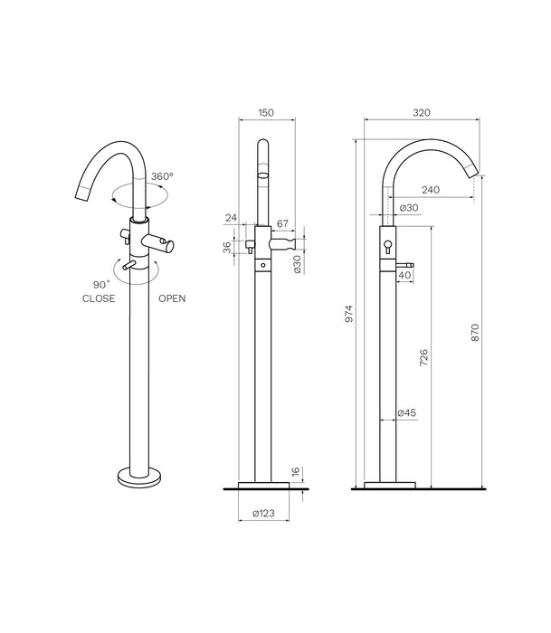 Parisi Tondo II Bath Filler with Hand Shower Brushed Brass