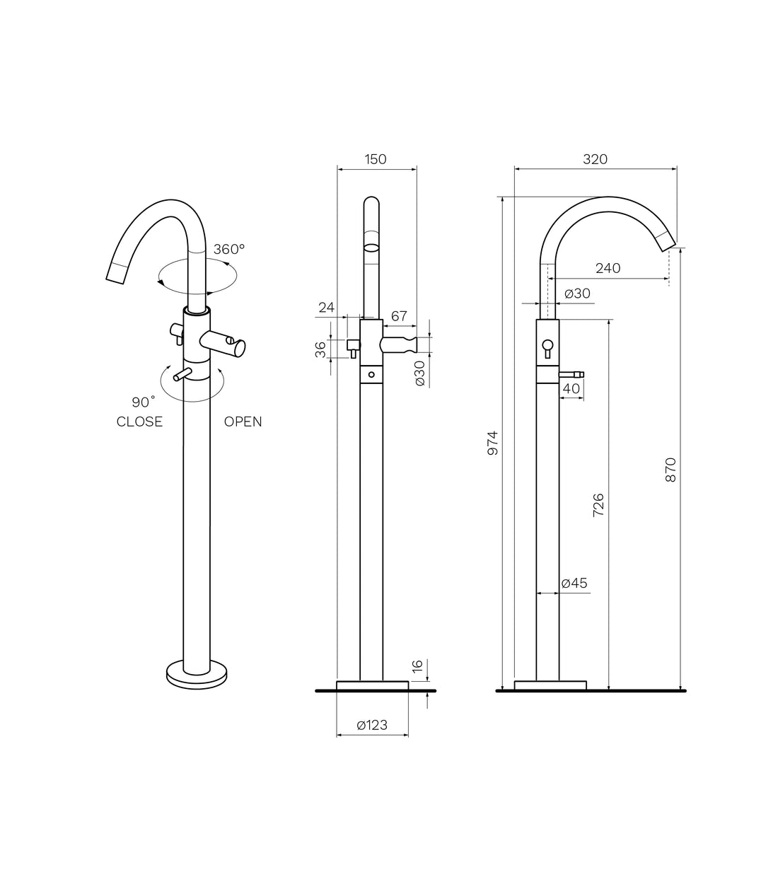 Parisi Tondo II Bath Filler with Hand Shower - Chrome
