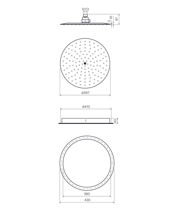 Parisi Tondo Ceiling Shower 400mm