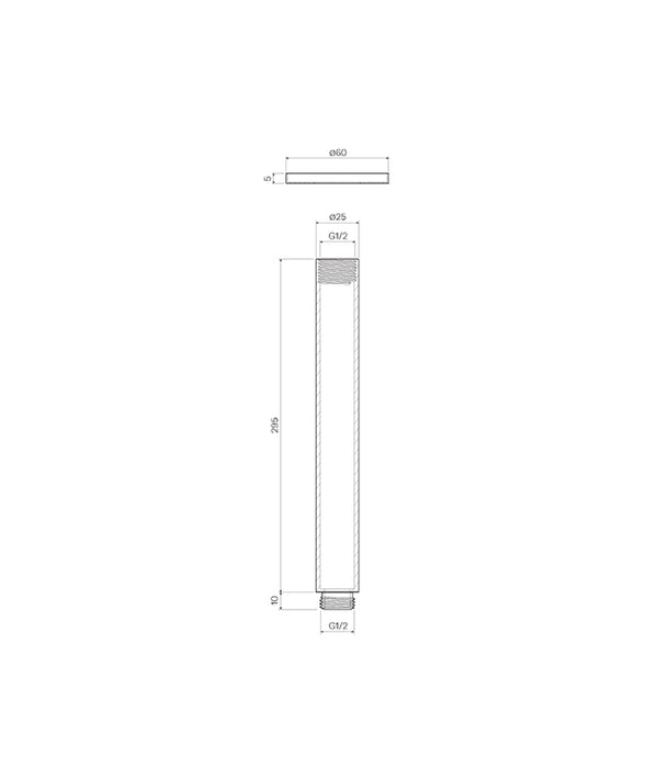 Tondo Ceiling Shower Arm 300mm Brushed Nickel