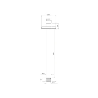 Parisi Tondo Ceiling Shower Arm 200mm Brushed Brass