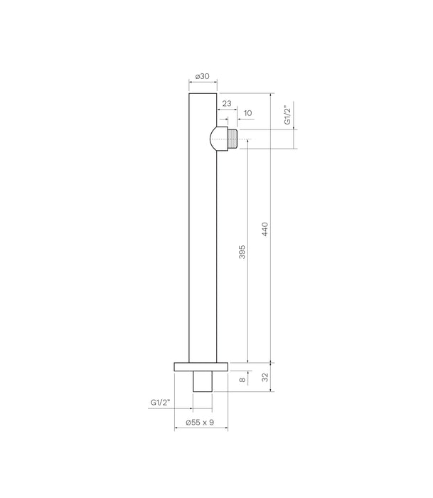 Parisi Tondo Wall Shower Arm 440mm - Brushed Nickel