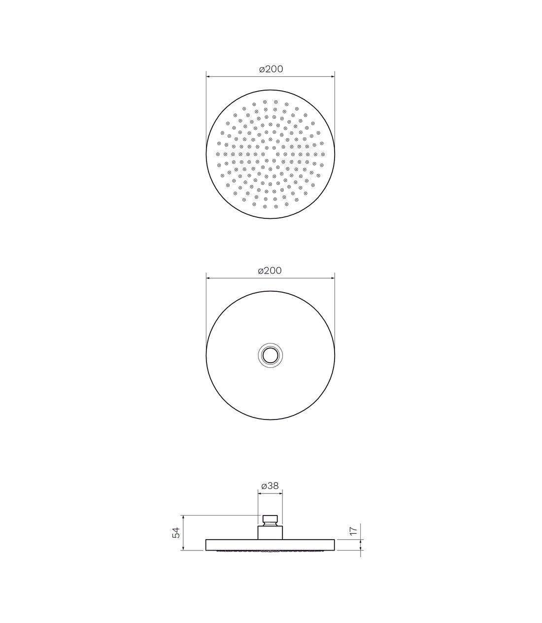 Parisi Tondo ABS Round Shower Head 300mm - Brushed Nickel
