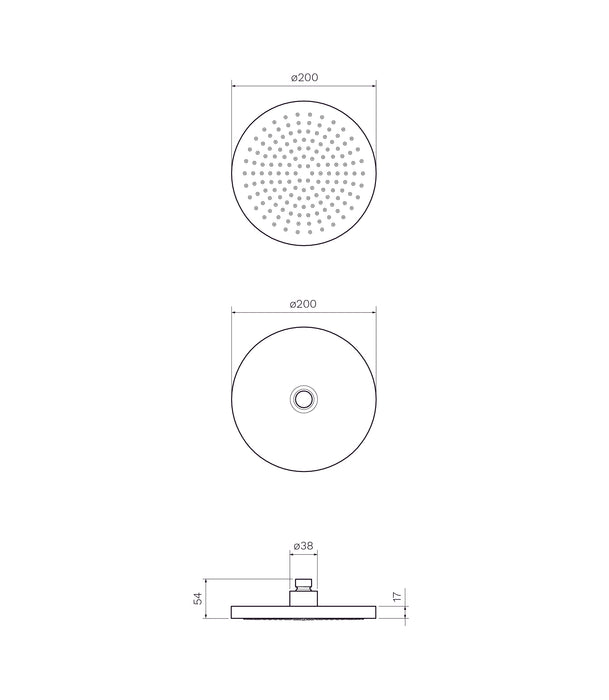 Parisi Tondo Round Shower Head 200mm ABS Fucile