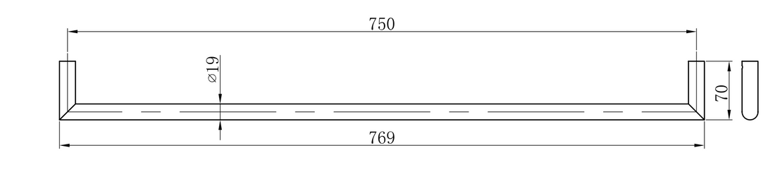 Tondo Single Towel Rail 700mm Chrome