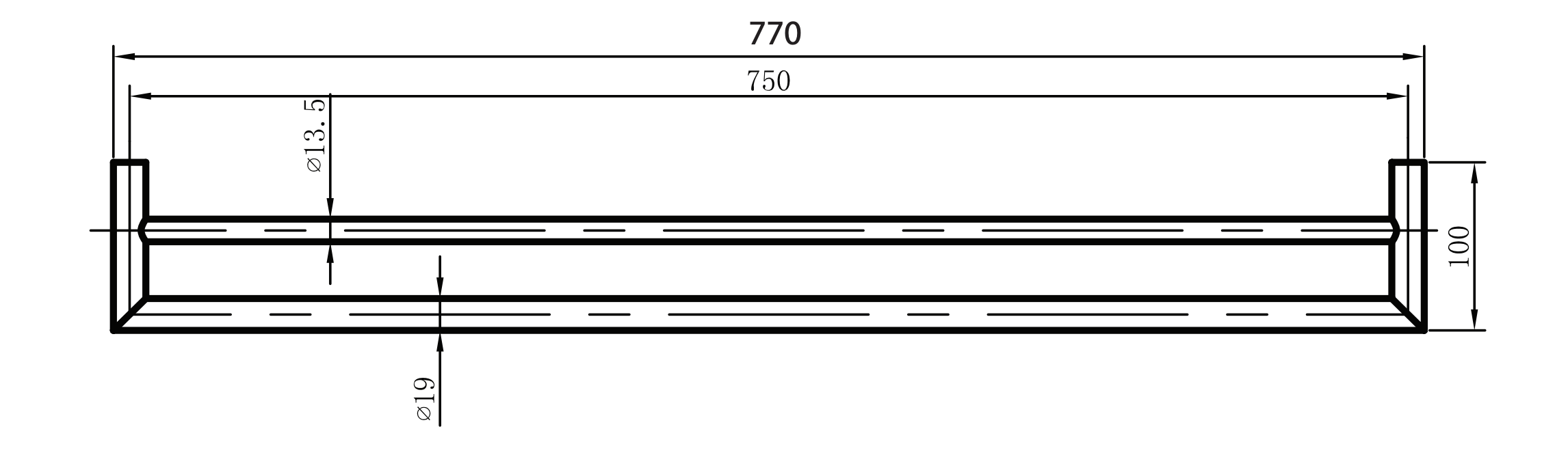 Tondo Double Towel Rail 770mm Chrome