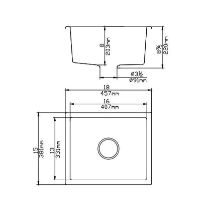 Poseidon QKS3845-MB Quartz Undermount Kitchen Sink Matt Black