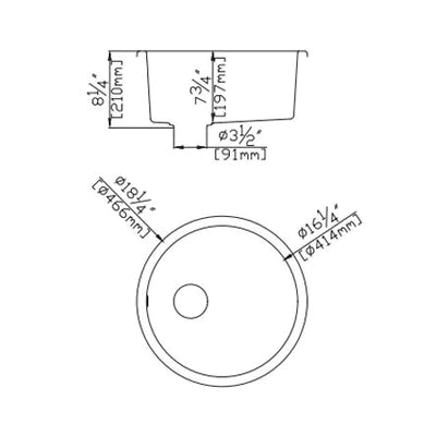 Poseidon QKS4646-MB Quartz Undermount Kitchen Sink Matt Black